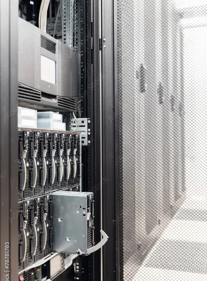 Open server rack in data center